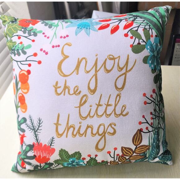 THROW PILLOW-PIER 1 Vintage-Inspirational Message -White-Floral-16"x16" - Picture 11 of 15